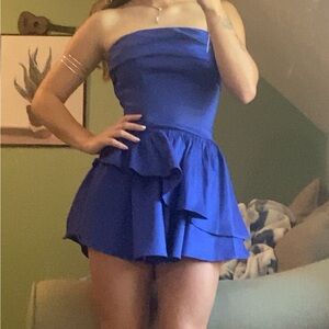 Blue Ruffled Mini Dress